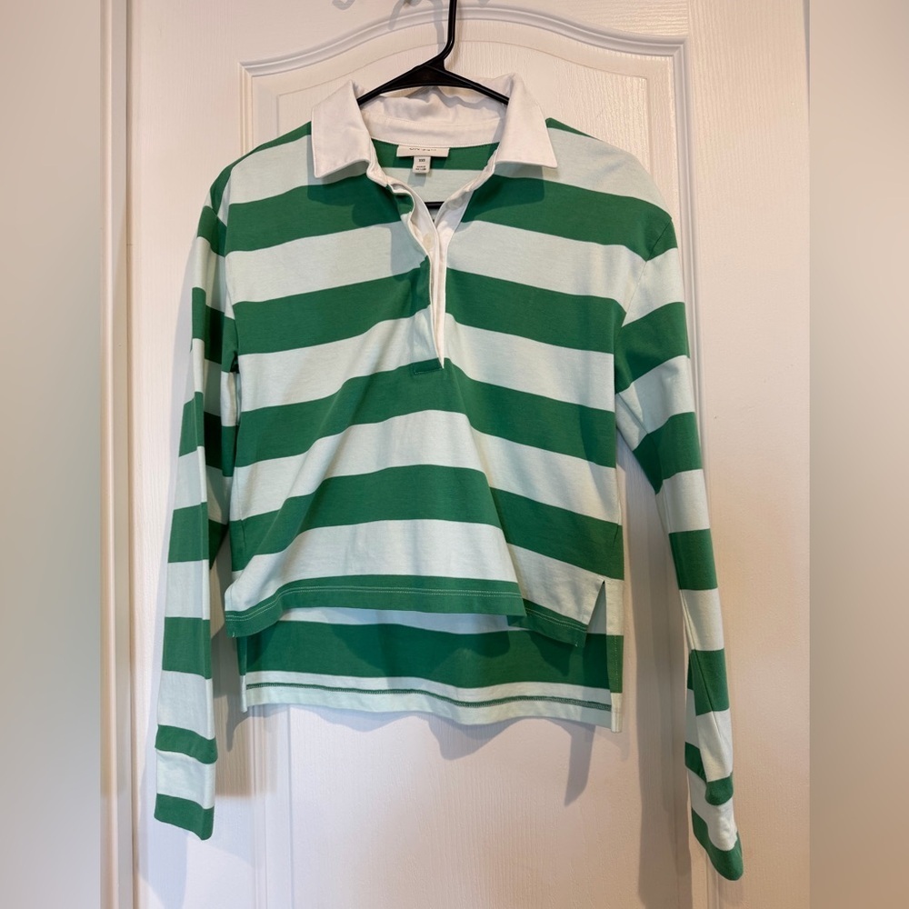 Green and White Striped women Shirt 100% Cotton